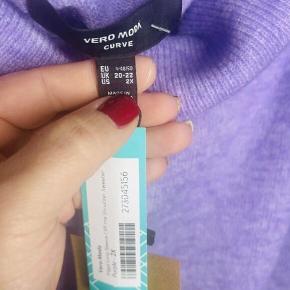Vero Moda By Stitch Fix Womens 2X Off the shoulder Lilac Sweater NWT - Picture 6 of 10